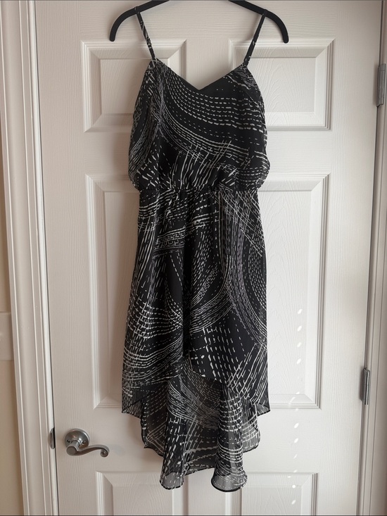 Express Dresses & Skirts - Express Black and White Printed High-Low Spaghetti-Strap Dress